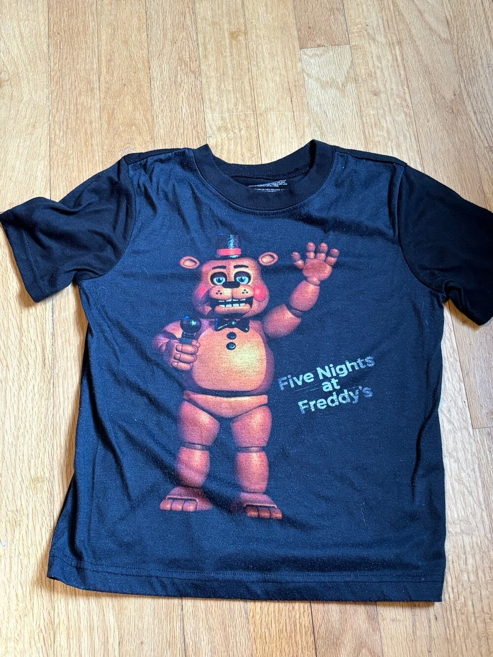 Five Nights at Freddy's Kids Sleep Shirt - Black Graphic Tee, Size 8